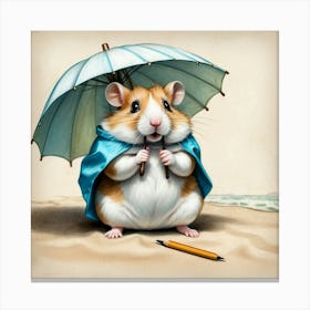 Hamster In Umbrella Canvas Print