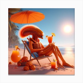 Alien At The Beach Canvas Print