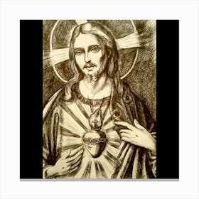 Jesus Shows His Sacred Heart Canvas Print