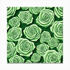 Green Roses On Green Background 2 Canvas Print