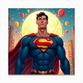 Flux Dev A Vibrant Illustration Of Superman Standing Heroicall 0 Canvas Print