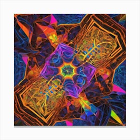 Octagonal Fractal Patternradiant Multicolour Luminousneonsynthography Abstract By Jacob Law 669169604 Canvas Print