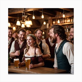 Group Of People At A Bar Canvas Print