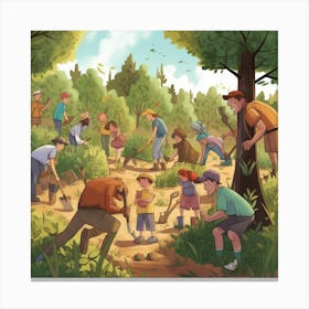 Kids In The Woods Canvas Print