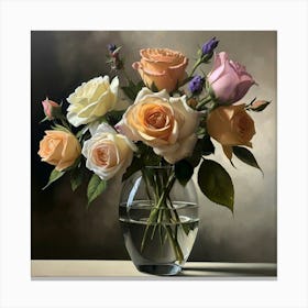 Roses In A Vase Canvas Print