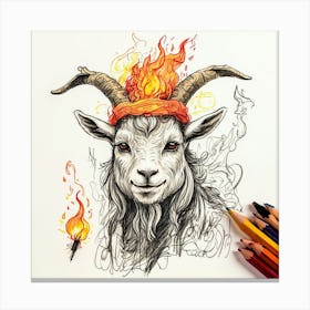 Goat In Flames 9 Canvas Print