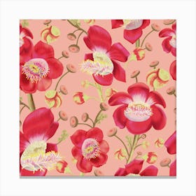 Floral Maximalist Beige Canvas Print