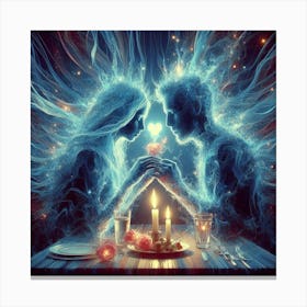 Couple In Love With Candle Canvas Print