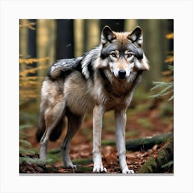 Wolf In The Woods 5 Canvas Print