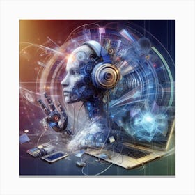 Futuristic Woman With Headphones Canvas Print