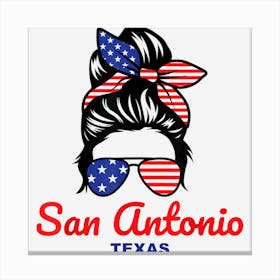 San Antonio Texas Retro Messy Bun Canvas Print