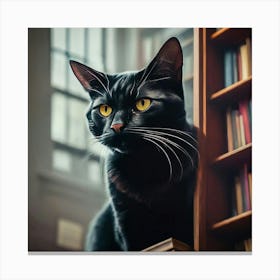 Black Cat With Yellow Eyes Canvas Print
