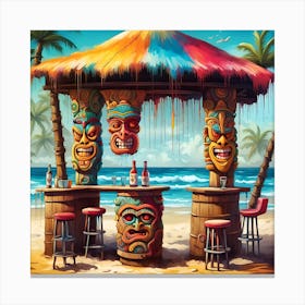 Tiki Bar Paradise By The Sea Canvas Print