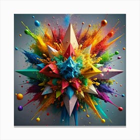 A colorful, abstract explosion of paint and geometric shapes. Canvas Print