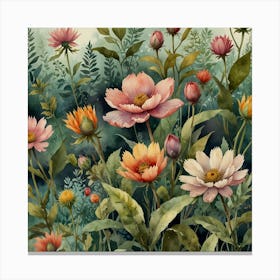 Watercolor Flowers Canvas Print