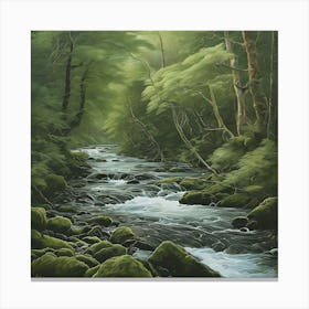 Stream In The Forest Canvas Print