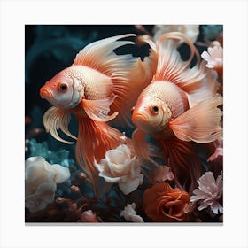Two Siamese Betta Fish Canvas Print