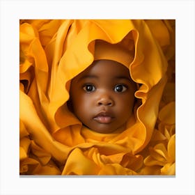 Portrait Of A Baby In Flowers Canvas Print