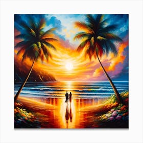 Couple At The Beach Canvas Print