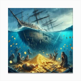 Pirate Ship With Gold Canvas Print