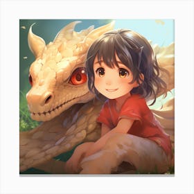Girl And A Dragon Anime 2 Canvas Print