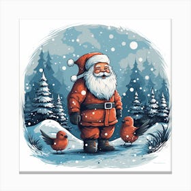 Santa Claus And Birds Canvas Print