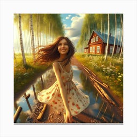 Beautiful Girl In The Forest 1 Canvas Print