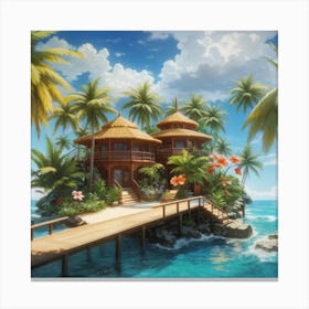 Tropical House On The Beach Canvas Print