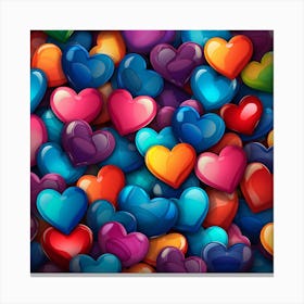 Colorful Hearts Background 3 Canvas Print