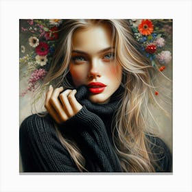 Beautiful Girl With Flowers 9 Canvas Print