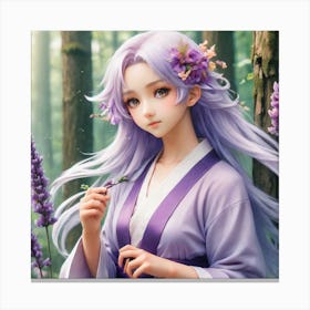 Anime Girl With Purple Hair Canvas Print