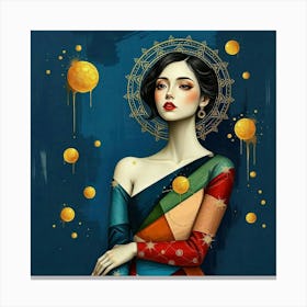 Woman in geometric dress #3 Canvas Print