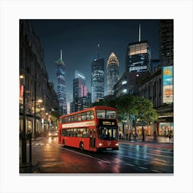 Hong Kong City At Night Canvas Print