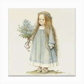 Little Girl With Flowers 13 Canvas Print