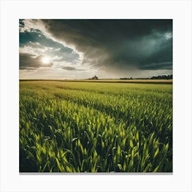 Storm Clouds Over A Field Canvas Print