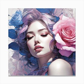 Girl With Roses Canvas Print