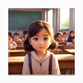 Girl In A Classroom 1 Canvas Print