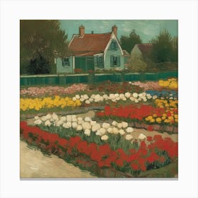 Tulips In The Garden Flower Beds In Holland, Vincent Van Gogh Art Print Canvas Print