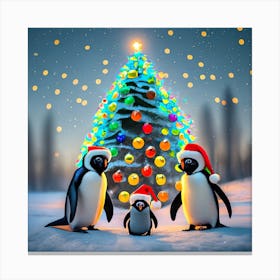 Christmas Penguins Canvas Print