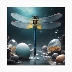 Dragonfly On Eggs Canvas Print