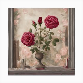 Roses In A Vase Canvas Print