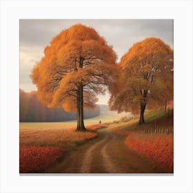 Two Trees In Autumn Canvas Print