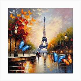 Paris With Butterflies 72 Canvas Print