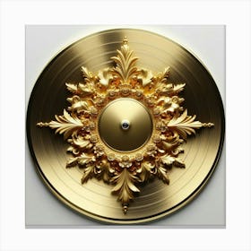 Golden Ornate Record: A Unique and Luxurious Wall Decor for Music Lovers Canvas Print