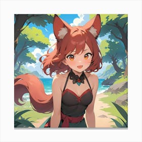 Anime Girl With Red Hair Canvas Print