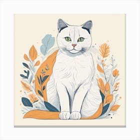 Cat With Flowers 1 Canvas Print