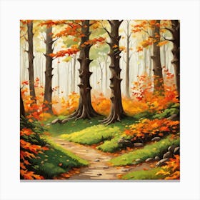 Forest In Autumn In Minimalist Style Square Composition 193 Canvas Print