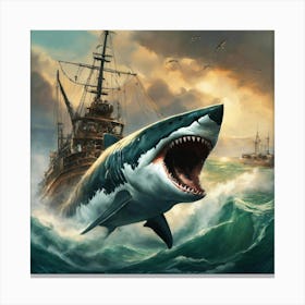 Concept Art Of A Megalodon Full Of Scars Canvas Print