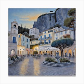 Town Square At Dusk 1 Canvas Print