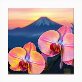 Pink Orchids At Sunset Canvas Print